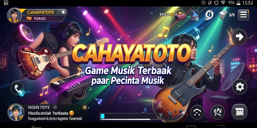 Screenshot gameplay CAHAYATOTO menampilkan pemutar musik dan daftar putar yang menarik.