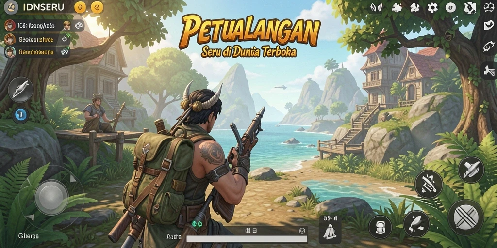 Screenshot utama IDNSERU menampilkan gameplay yang menarik dalam dunia terbuka.