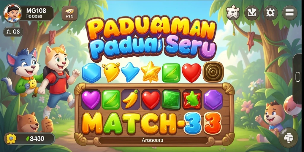 Tampilan gameplay MG108 yang seru dan penuh warna.