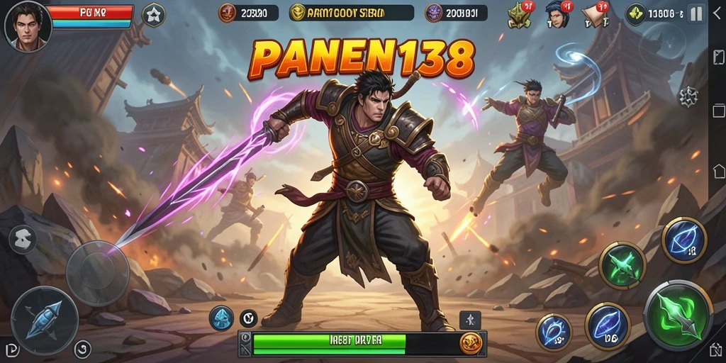 Screenshot gameplay menunjukkan aksi pertarungan seru di PANEN138.