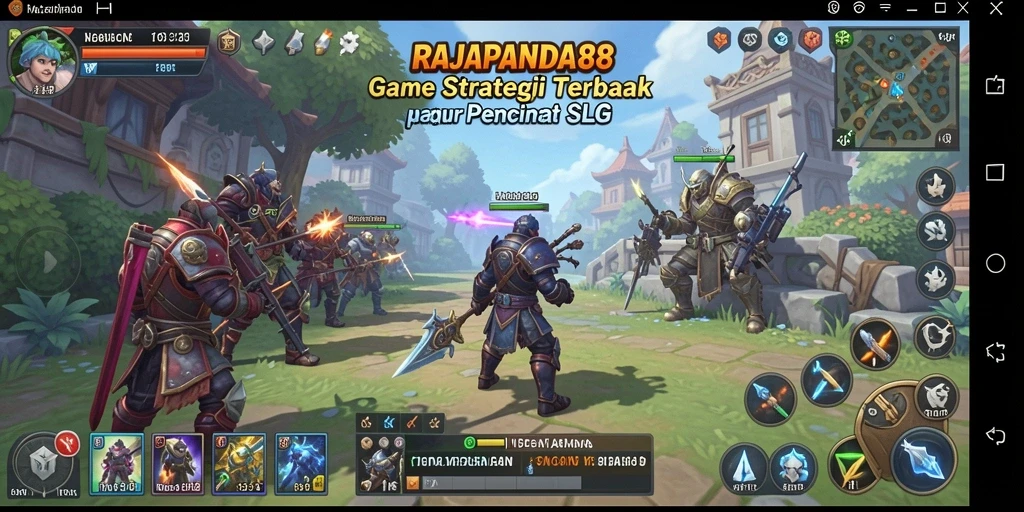 Tangkapan layar RAJAPANDA88 menampilkan aksi pertempuran seru di game SLG.