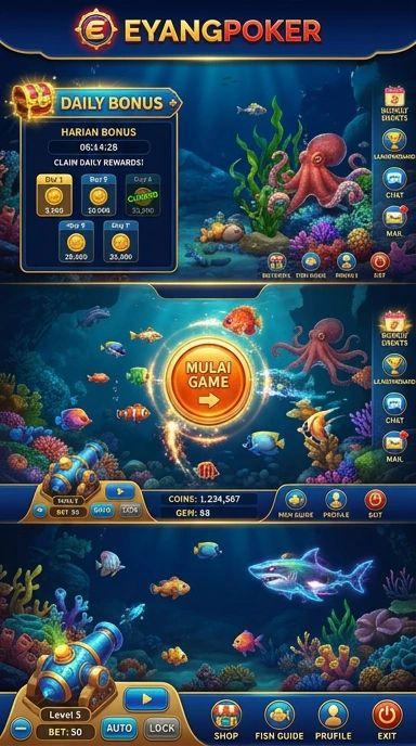 Pengguna menikmati permainan di eyangpoker.